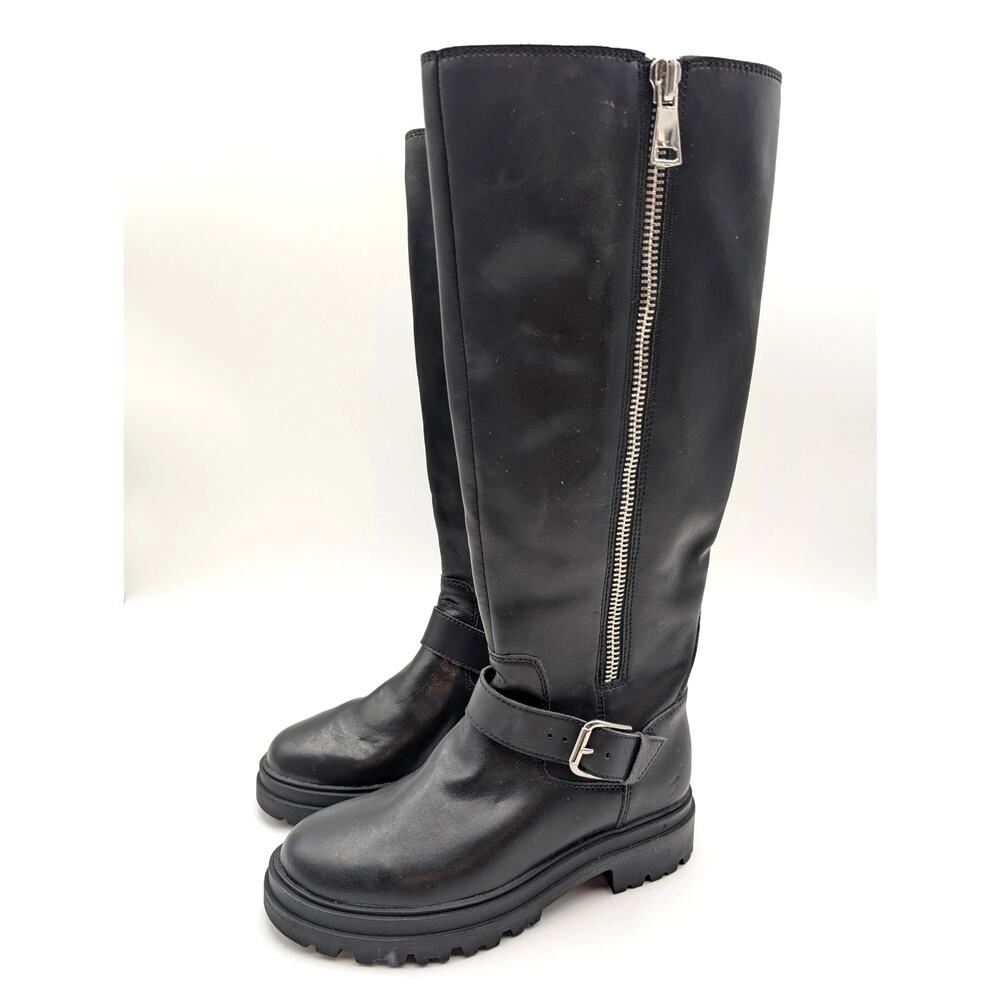 Blondo Taylor Lug Sole Knee High Boots Side Zip Women's Black Size US6M EU36.5
